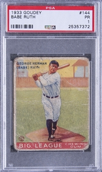 1933 Goudey #144 Babe Ruth – PSA PR 1 